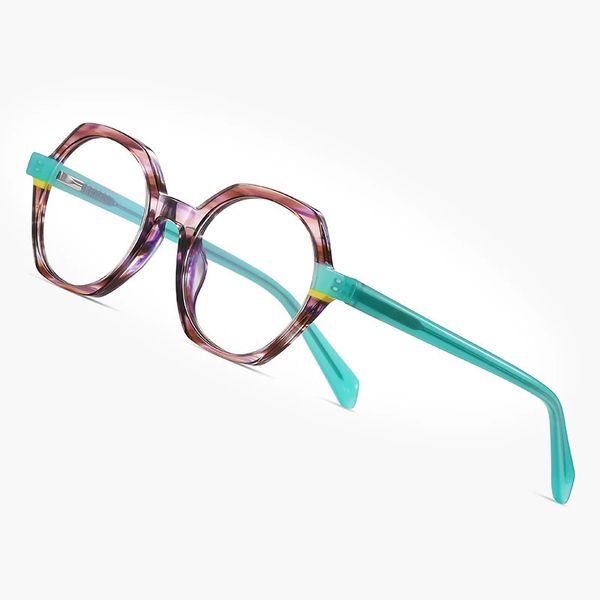 Gmei Óptica Moda Acetato Multicolor Mulheres Armações de Óculos Com Dobradiças de Primavera Feminino Rodada Retro Óculos Quadro PS8825 240322