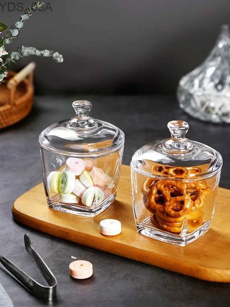 Frascos de armazenamento frascos 260ml frasco de doces de vidro limpar nozes cubo de açúcar frutas sobremesa armazenamento jar doméstico com tampa caixa de cotonete de jóias recipiente de cozinha novo 240327