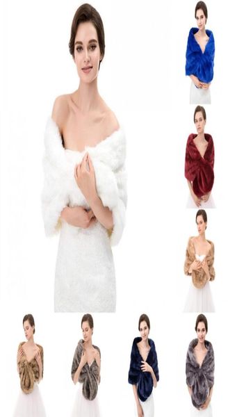 Inverno caldo pelliccia sintetica giacche da donna bianco nero vino rosso da sposa bolero da sposa per la cerimonia nuziale festa di laurea cappotto giacca CPA16141405275