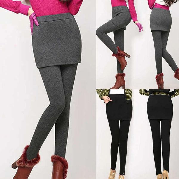 Damen-Leggings, Winter, verdickt, mit Rock, Samt, Plüsch, warme Hose, Herbst, schlanke Strumpfhosen, winddicht, dicke Leggings für Damen, Leggins Mujer