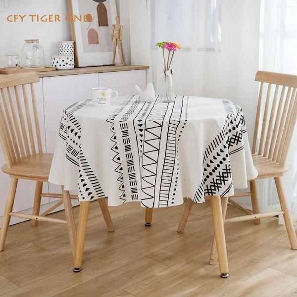 Tavolo in stoffa in cotone in lino in cotone boho geometrico tovaglia rotonda nappa in possesso della mappa del tè cover sala da pranzo