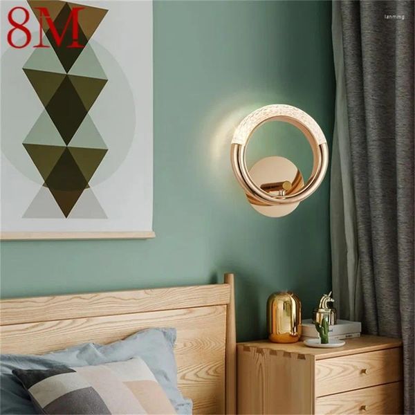 Wandleuchte 8M Nordic Creative Light Sconces Moderne LED-Lampen Runde Ringbefestigungen dekorativ für Zuhause