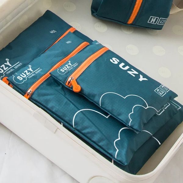 2024 7 adet Set Seyahat Organizatör Depolama Çantaları Bavul Taşınabilir Bagaj Organizatör Giysileri Ayakkabı Düzenli Torba Paketleme Set Depolama Kılıfları Kesinlikle
