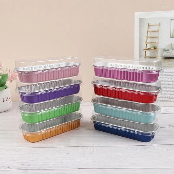 Ferramentas para cozimento, caixas de bolo laminado de cozinha para casa, copo de alumínio, dourado/branco/azul/rosa/vermelho, pudim coberto, 10 peças