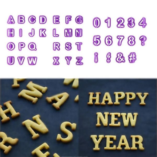 2024 40 Stück Alphabet Zahl Charakter Brief Ausstecher Fondant Kuchen Keks Backform DIY Kuchen Dekorieren Werkzeuge mit Griff