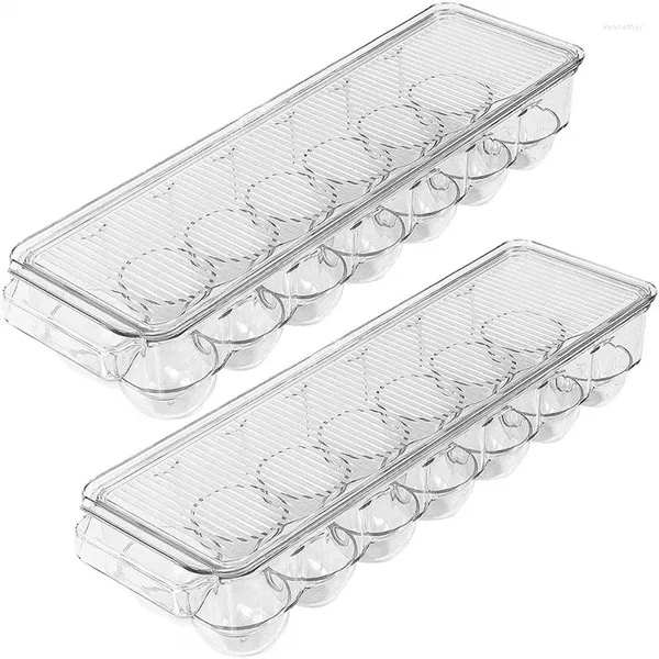 Schmuckbeutel Eierbehälter 14 mit Deckelgriffhalter für Kühlschrank-Aufbewahrungstablett (klare Packung mit 2)