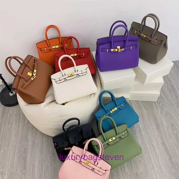 Outlet di fabbrica Borse tote Hremms Birkks all'ingrosso in vendita La stessa borsa 25 cm rete rossa nuova borsa classica tendenza moda donna con logo reale