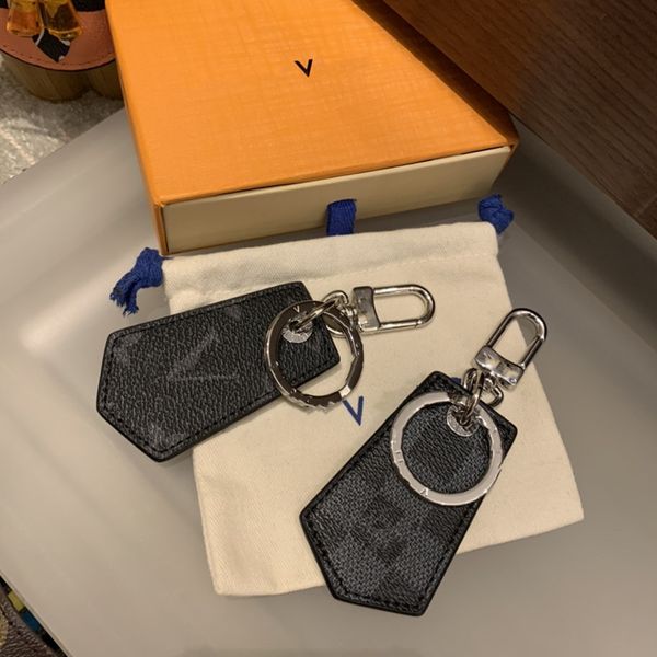 Con SCATOLA Portachiavi di alta qualità Classico squisito designer di lusso Portachiavi per auto Lettera in lega di zinco Cordino unisex Accessori oro nero