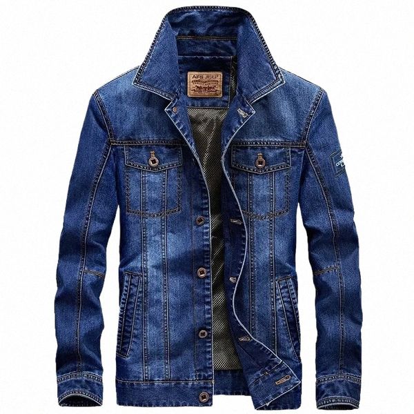 Männer Frühling Fi Denim Jacke Military Jeans Jacke Top Qualität Marke Männlich Winter Bomber Outwear Mäntel Plus Größe 4XL z9ZS #