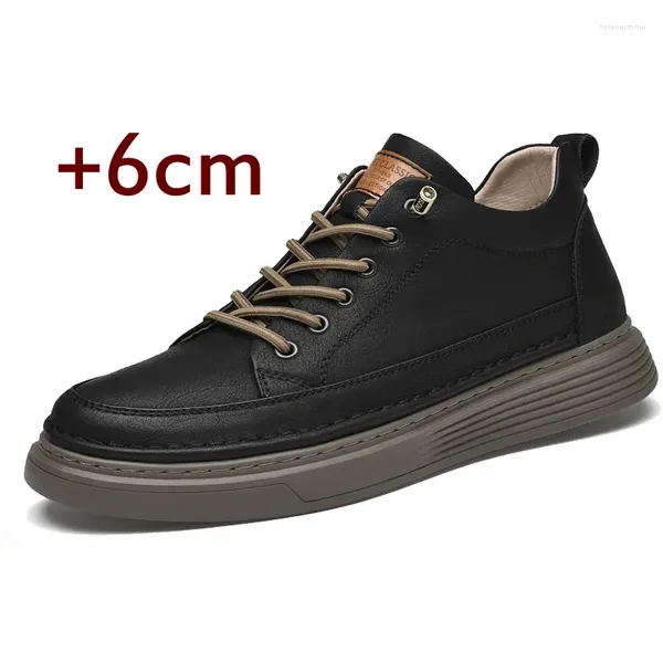 Scarpe casual Ascensore rialzato in pelle di lusso Stivaletti corti in peluche da esterno Soletta con aumento di altezza Scarpe da ginnastica comode da 6 cm