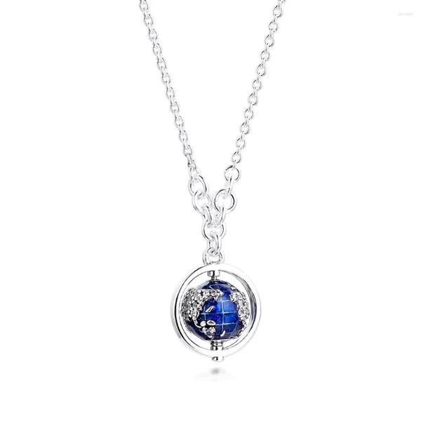 Anhänger Blaue Erde Halskette Original 925 Sterling Silber Link Ketten Collier Halsketten Für Frauen Schmuck Weibliche Party Geschenk