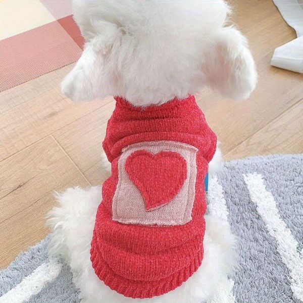 Suéter gráfico Love para cachorro, pulôver para cachorro, roupas para animais de estimação outono e inverno para cães pequenos
