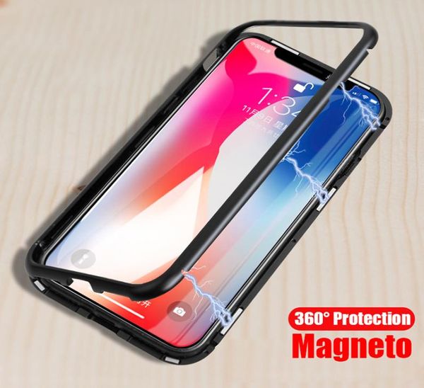 Magnetische Adsorption Handyhülle für iPhone 11 Pro Max XS XR gehärtetes Glas Magnet Flip Cover für 8 Plus 6 6S3682308