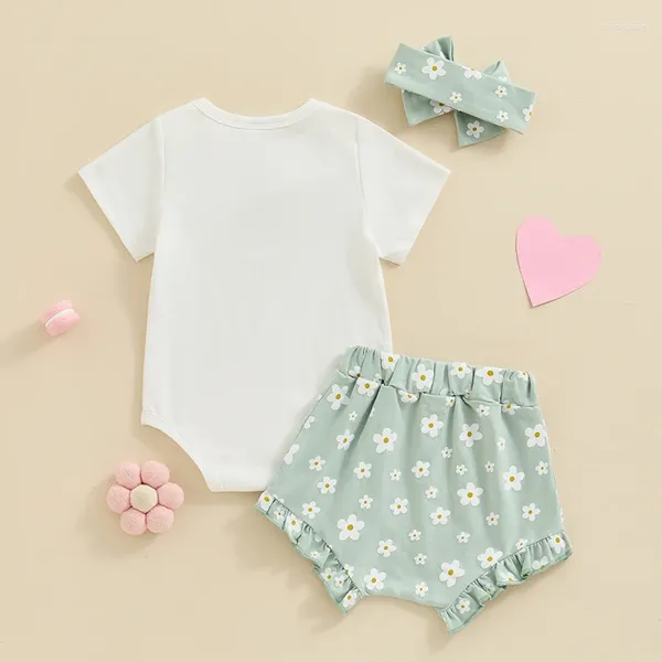 Set di abbigliamento Festa del papà Nato Vestiti per bambina Body per papà Pagliaccetti Bloomer floreali Pantaloncini Fascia per capelli Abiti estivi