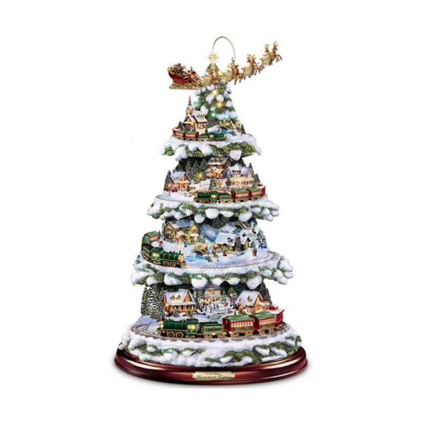 Decorazioni natalizie Albero Vetrofanie Rotante Scpture Treno Decorazione Inverno Arredamento per la casa 2023 Navidad Drop Delivery Garden Dhd4V