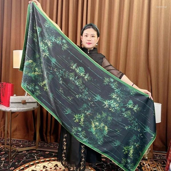 Lenços 180/70cm marca seda impressão cachecol mulheres luxo gambered cantão gaze xale capa moda senhoras cheongsam charpe