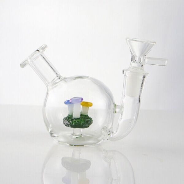 4,3 pollici mini vetro bong funghi giaccino tampone a piattatina riciclar bongs bongs percolatori percolatori tubi fumatori spessi con ciotola da 14 mm