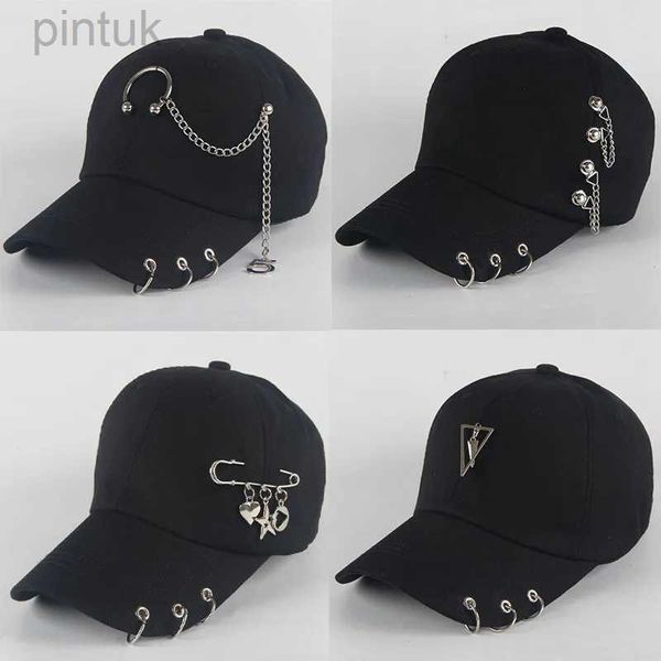 Cappellini da baseball Cappellino da baseball in cotone hip hop moda Cappellini da piercing creativi Cappellini da baseball unisex solidi casuali per adulti 24327