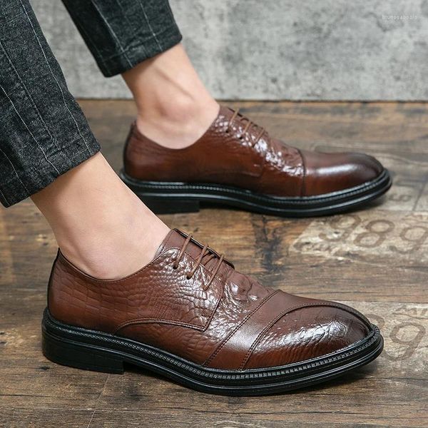 Sapatos casuais masculinos formais rendas até moda couro negócios vestido de alta qualidade escritório luxo respirável oxfords