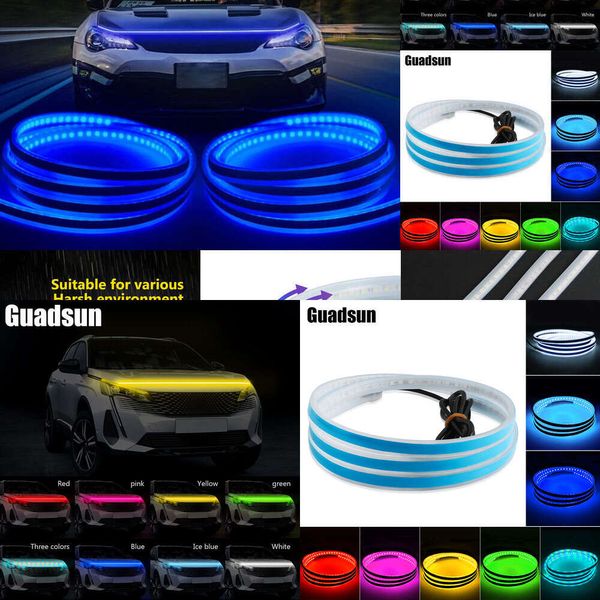 Atualização 150cm 180cm led capô do carro rgb controle app flexível circulação diurna decorativa atmosfera lâmpada barra de luz farol 12v