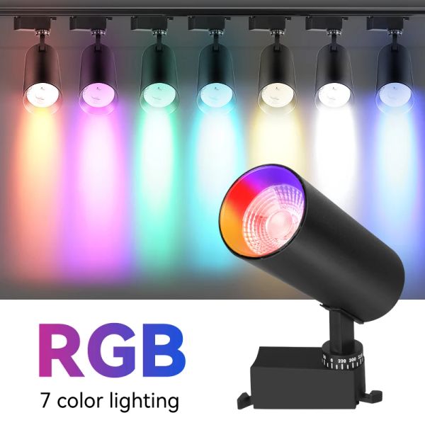RGB LED Tavan Track Light 12W Renkli Kobu Faz Duvar Ray Spot Işye KTV Bez Mağazası Aydınlatma Sistemi AC220V
