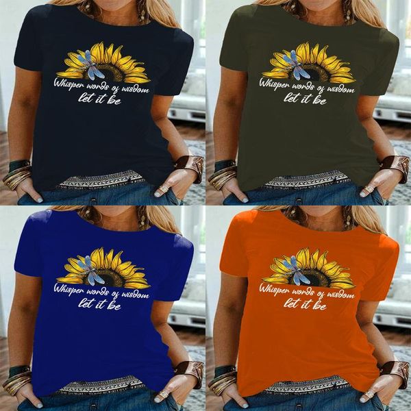 Damen-T-Shirt in Übergröße, modisches Design, große Kurzarm-Sommer-Damen-Blumen- und Pflanzen-Muster, Cartoon-Herz-Top, personalisierbar, C Otlns