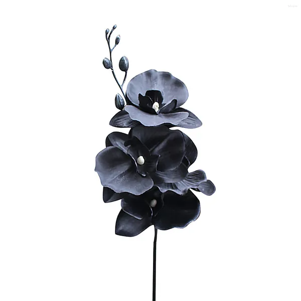 Fiori decorativi Fiore di plastica Rami finti Orchidee di farfalla Altezza 38 cm Decorazione domestica di nozze di seta nera Phalaenopsis artificiale