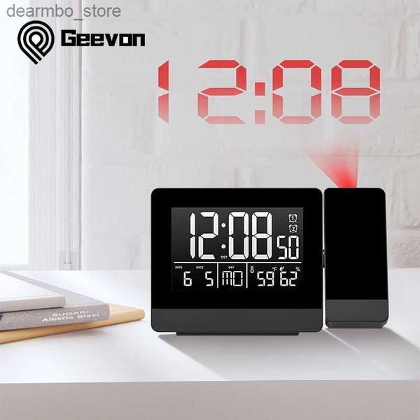 Orologi da tavolo da scrivania Geevon Orologio a proiezione con temperatura e umidità Orologio da tavolo USB digitale LED Data Funzione snooze Proiettore Sveglie24327