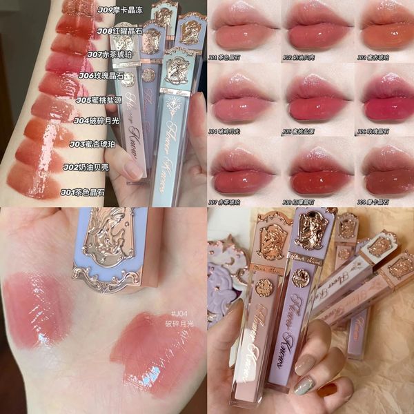 Flower Knows Unicorn Series Crystal Mirror Jelly Water Gloss Rossetto Rossetto idratante Rossetto Pure Desire Lip Gloss 3,5 g 240313