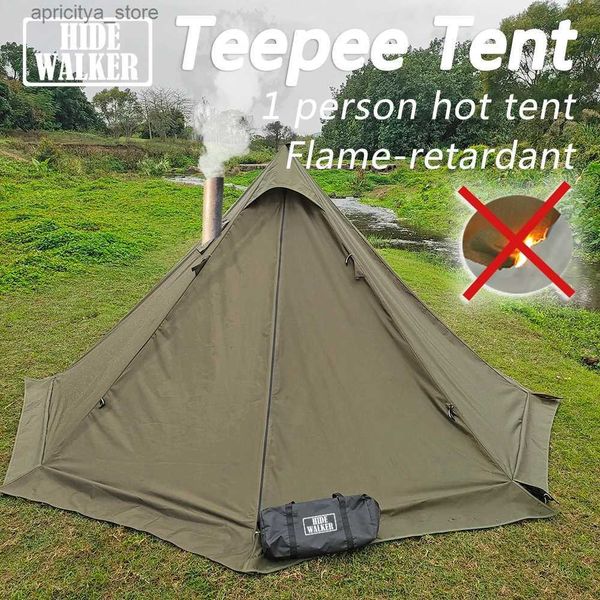 Tendas e abrigos Pirâmide de Fogo Tenda Quente Ao Ar Livre Acampamento À Prova D 'Água Teepee Tenda 1 Pessoa Tipi Tenda Inverno Ski Tent24327