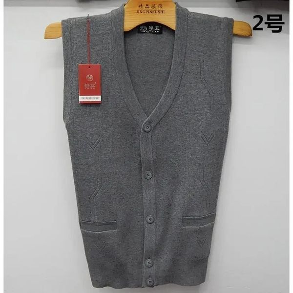 Homens malha colete lã camisola cardigan sem mangas botões para baixo decote em v cor sólida casual moda básica para outono inverno a117 240312