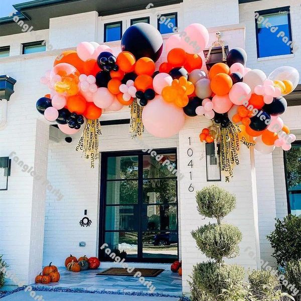 Decoração de festa 135 pcs Matte Laranja Preto Natural Areia Balão Garland Kit Rosa Bebê Chuveiro Gênero Revelar Aniversário Halloween