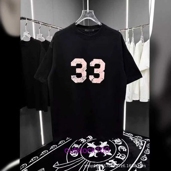 Chromms Hearts Designer-Herren-T-Shirts, hohe Version, 24SS, neuer Straßentrend, vielseitig, lässig, locker, Paar-Stil, bedrucktes kurzes Hemd mit echtem Logo