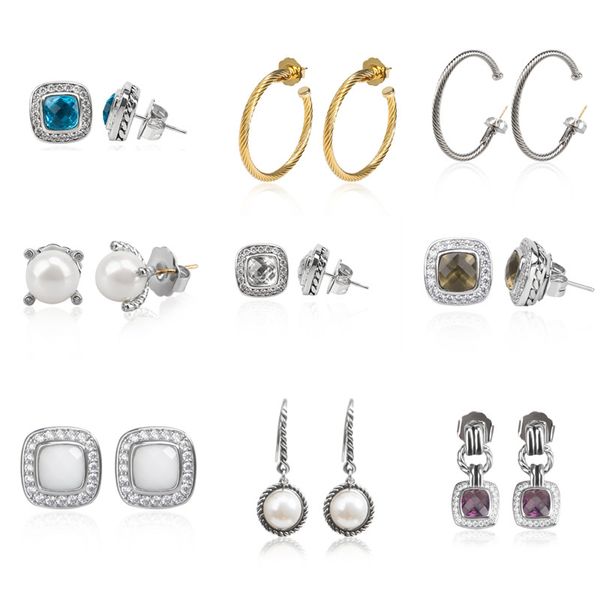 Modeschmuck, reines Silber, 14 Karat vergoldet, beliebte DY-Ohrringe, Senior-Designer-Damenohrringe, luxuriöse Haken- und Spinnschnallen-Ohrringe, Halskette, Partyschmuck