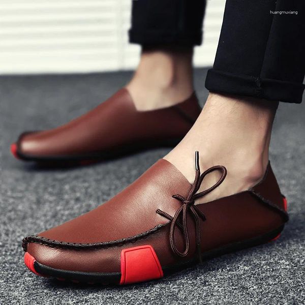 Sıradan Ayakkabı Mazefeng 2024 Deri Erkek Loafers Moda El Yapımı Moccasins Erkek Tekne Ayakkabı Üzerinde Yumuşak Kayma Plus Boyut 38-47