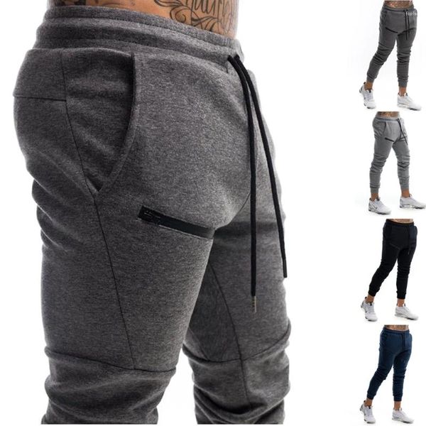 Calças masculinas treino ginásio pista sweatpants corredores casual treino zíper bolso fitness masculino cinza correndo calças esportivas