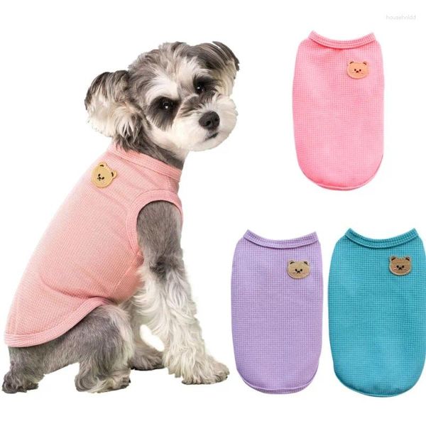 Vestuário para cães Verão Pet Cooling Vest Roupas Chihuahua Roupas Sólidas T-shirt Fino Algodão Waffler Filhote de Cachorro Traje