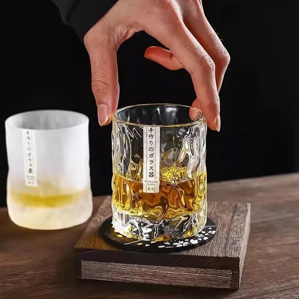 Dickes, schweres Whiskyglas im japanischen Stil, Hammerkristall-Weingläser, altmodischer Cognac-Whisky-Becher, Snifter-Becher, Bierkrug 240312
