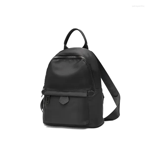 Schultaschen Einfache Einfarbige Frauen Rucksack Casual Mädchen Nylon Wasserdichte Umhängetasche S/L Größe Schwarz Mochilas