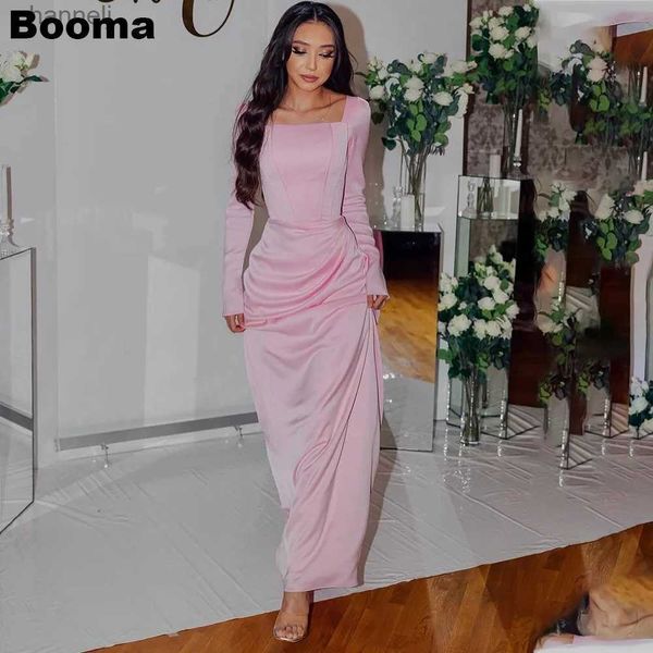 Abiti sexy urbani Booma Pink Elegante sirena da sera maniche lunghe abiti da ballo pieghettati per le donne Boning Occasioni formali yq240327