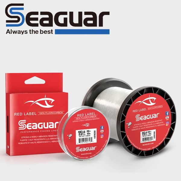 Seaguar etiqueta vermelha fluorocarbono 100% japão original choque líder linha de pesca fluorocarbono líder linha monofilamento carpa fio 240315