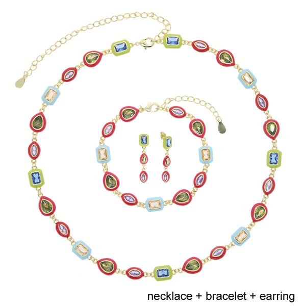 Collana girocollo a forma di perline geometriche con smalto colorato al neon di nuove donne di moda di lusso