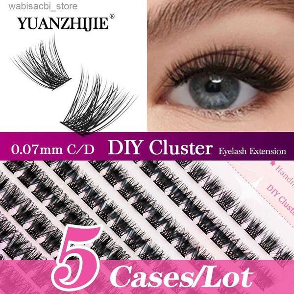 Cílios postiços 5 caixas/lote de rímel YUANZHIJIE comprimento misto 8-15mm rímel falso segmentado natural longo delicado roll out eye cílios pretos cluster24327