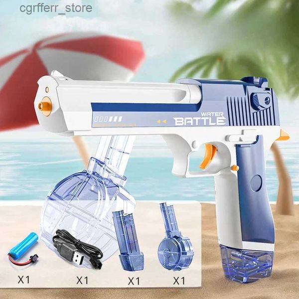 Gun Toys Desert Eagle pistola de água elétrica revista de estilo duplo e pistola de tambor com tiro contínuo e iluminação brinquedo de verão piscina de pistola de água Cs240327