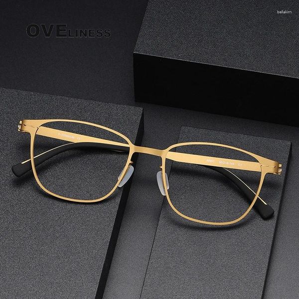 Óculos de sol quadros puro titânio óculos para homens mulheres quadrado miopia prescrição óptica óculos 2024 masculino screwless eyewear