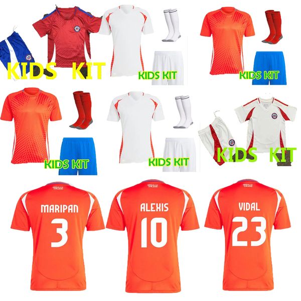 Şili Sıcak Satış Çocukları 24/25 Futbol Formaları Alexis Vidal Çocuk Kiti 2025 Milli Takım Futbol Gömlek Ev Kırmızı Uzak Beyaz Tam Set Erkekler Camiseta Copa Amerika Zamorano Isla