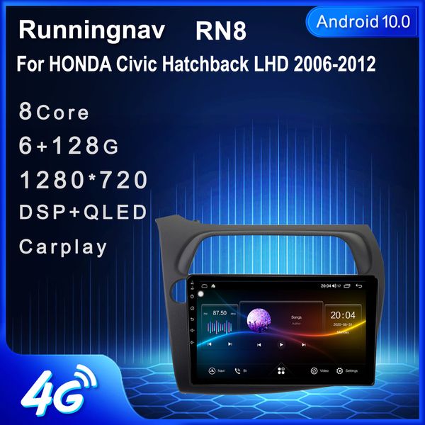 9,7-дюймовый новый Android для Honda Civic Hatchback 2006-2012 Tesla Type Автомобильный DVD-радио Мультимедийный видеоплеер Навигация GPS RDS Без DVD CarPlay Android Auto