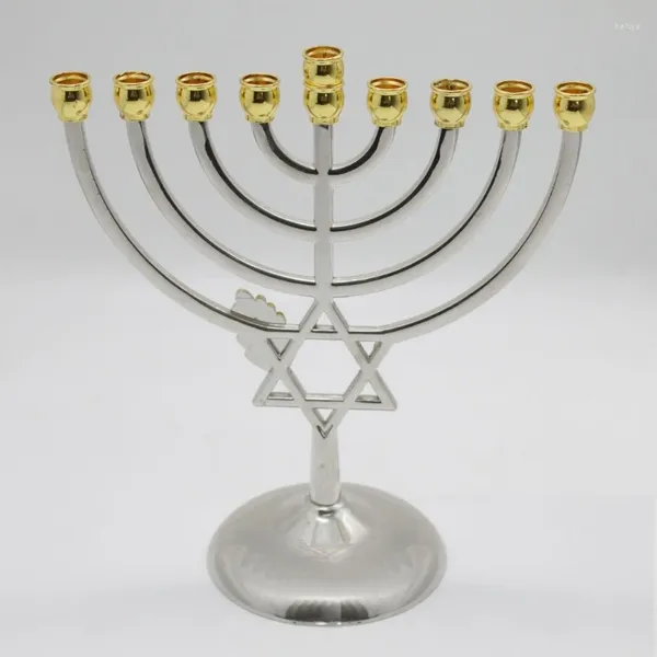 Portacandele KX4B Hanukkah Menorah Stand Candelabro in lega moderno supporto a 9 teste