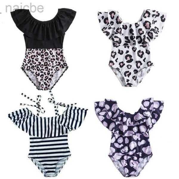 Einteiliger Sommer-Mädchen-Einteiler-Badeanzug, kleine Mädchen, Punkte, Rüschen, O-Ausschnitt, Badebekleidung, Baby, Kinder, Urlaub, ärmellos, Strand, Schwimmen, Bikini, 24327