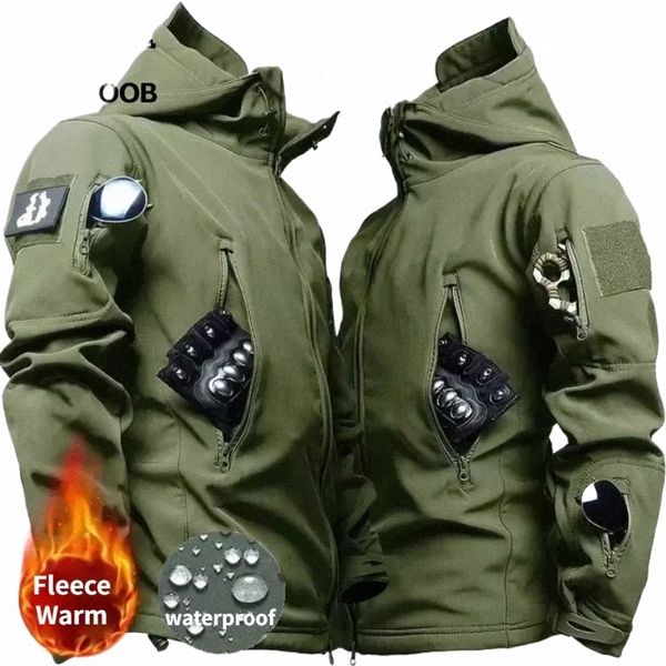 Kış Polar Su Geçirmez ve Sıcak Erkek Ceketleri Köpek Seri Askeri Taktik Kaptan Kapüşonlu Erkek Dış Mekan Çok Cep Zipper Ceket K1RB#